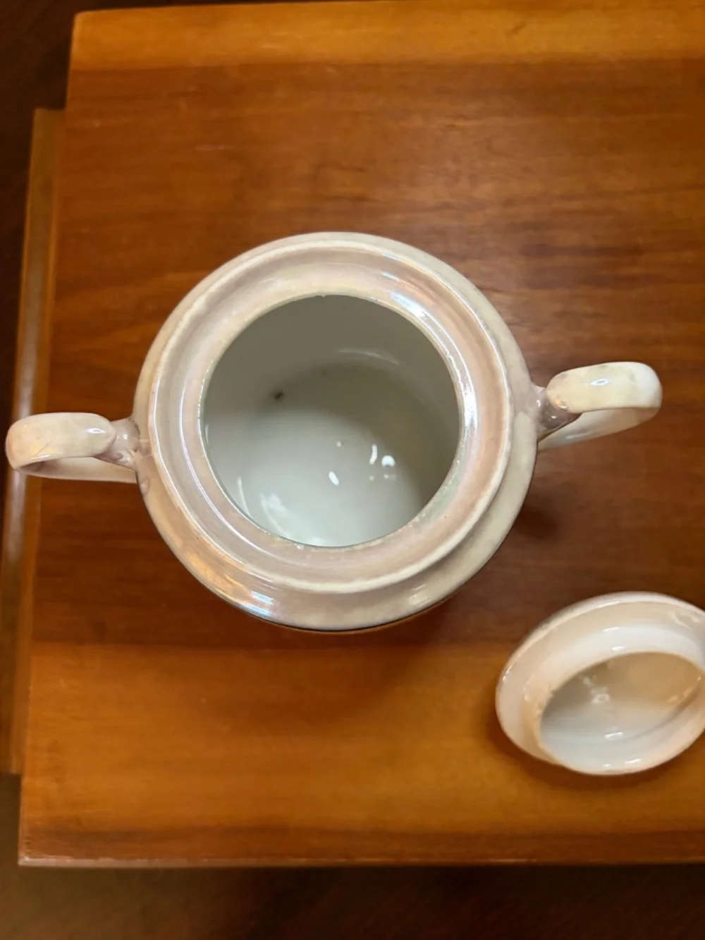 Vintage (1921-41) Japanese Lusterware Porcelain Sugar Bowl with 2 Cups & Saucers